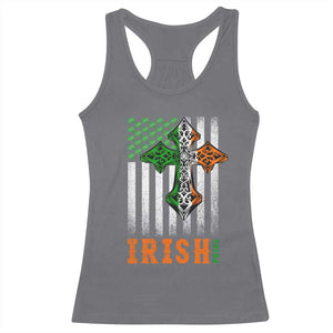 Irish American Pride Celtic Cross USA Flag Racerback Tank Top St Patricks Day Gift TS12 Charcoal Print Your Wear