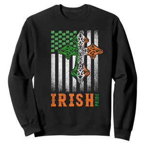 Irish American Pride Celtic Cross USA Flag Sweatshirt St Patricks Day Gift TS12 Black Print Your Wear