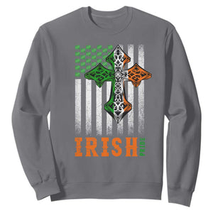 Irish American Pride Celtic Cross USA Flag Sweatshirt St Patricks Day Gift TS12 Charcoal Print Your Wear