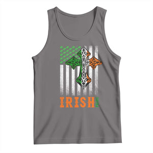 Irish American Pride Celtic Cross USA Flag Tank Top St Patricks Day Gift TS12 Deep Heather Print Your Wear