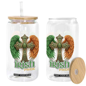 Irish Pride Celtic Cross Glass Can Christian Gift TS12 Print Your Wear