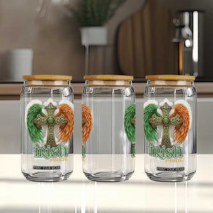 Irish Pride Celtic Cross Glass Can Christian Gift TS12 Print Your Wear