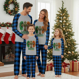 Irish Pride Celtic Cross Plaid Pajama Set Christian Gift TS12 Blue Plaid Print Your Wear