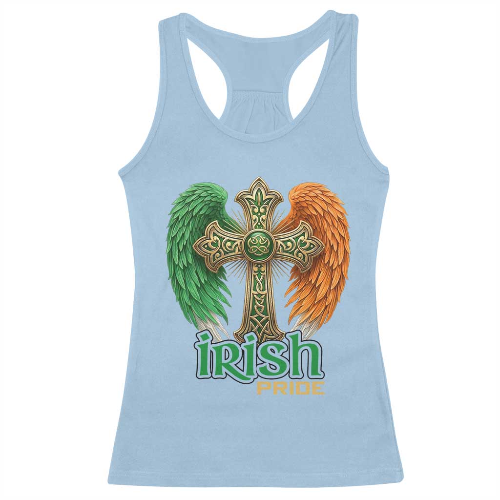 Irish Pride Celtic Cross Racerback Tank Top Christian Gift TS12 Light Blue Print Your Wear