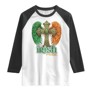 Irish Pride Celtic Cross Raglan Shirt Christian Gift TS12 White Black Print Your Wear