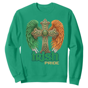 Irish Pride Celtic Cross Sweatshirt Christian Gift TS12 Irish Green Print Your Wear