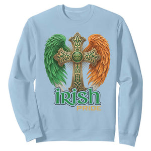Irish Pride Celtic Cross Sweatshirt Christian Gift TS12 Light Blue Print Your Wear