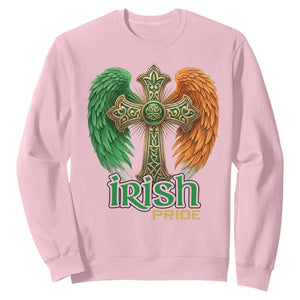 Irish Pride Celtic Cross Sweatshirt Christian Gift TS12 Light Pink Print Your Wear
