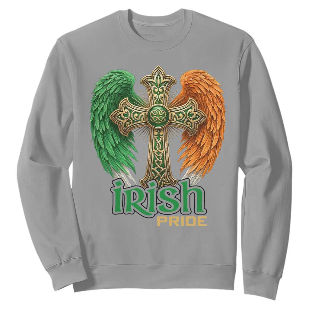 Irish Pride Celtic Cross Sweatshirt Christian Gift TS12 Sport Gray Print Your Wear