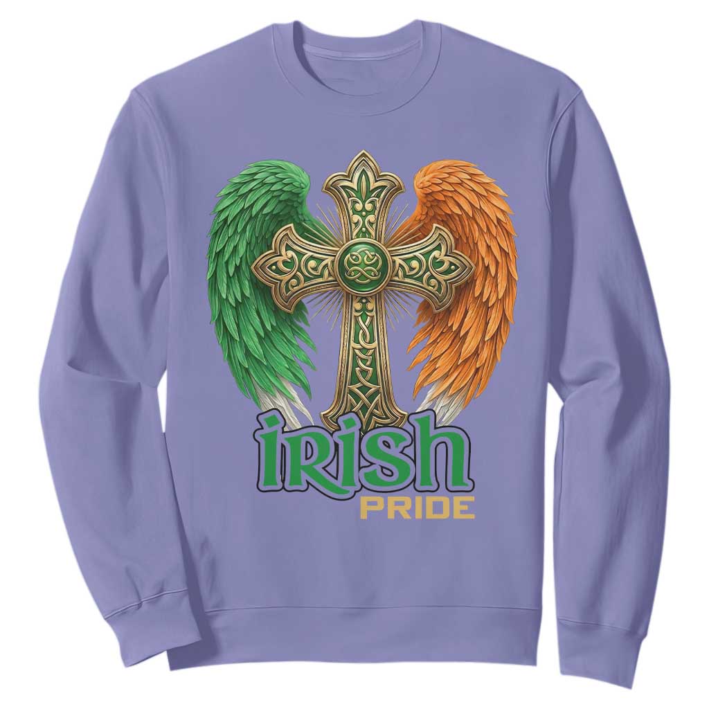 Irish Pride Celtic Cross Sweatshirt Christian Gift TS12 Violet Print Your Wear