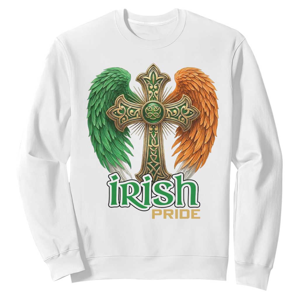 Irish Pride Celtic Cross Sweatshirt Christian Gift TS12 White Print Your Wear