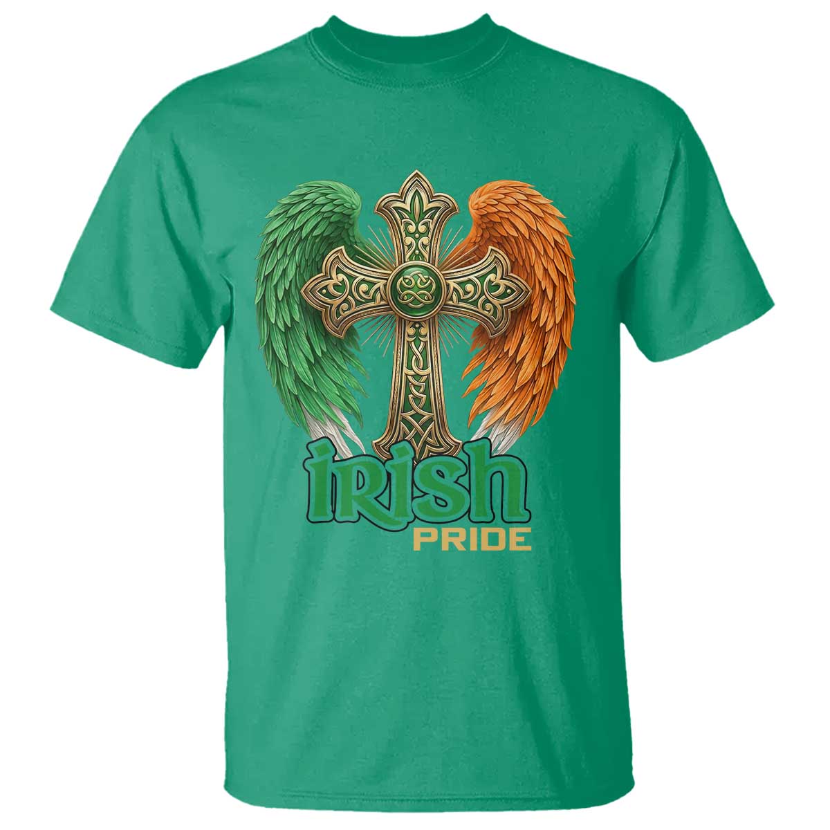 Irish Pride Celtic Cross T Shirt Christian Gift TS12 Irish Green Print Your Wear