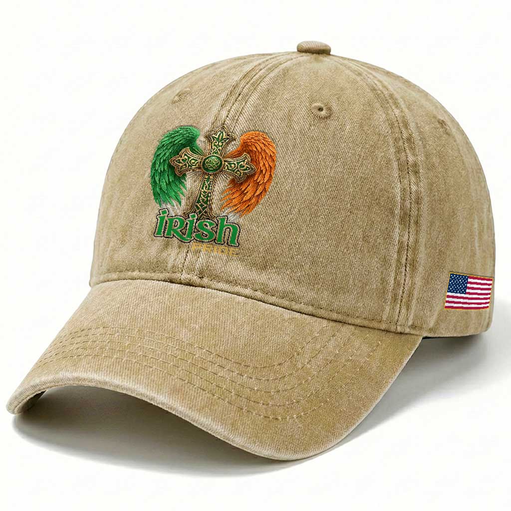 Irish Pride Celtic Cross Washed Cotton Baseball Cap Christian Gift TS12 Print Your Wear