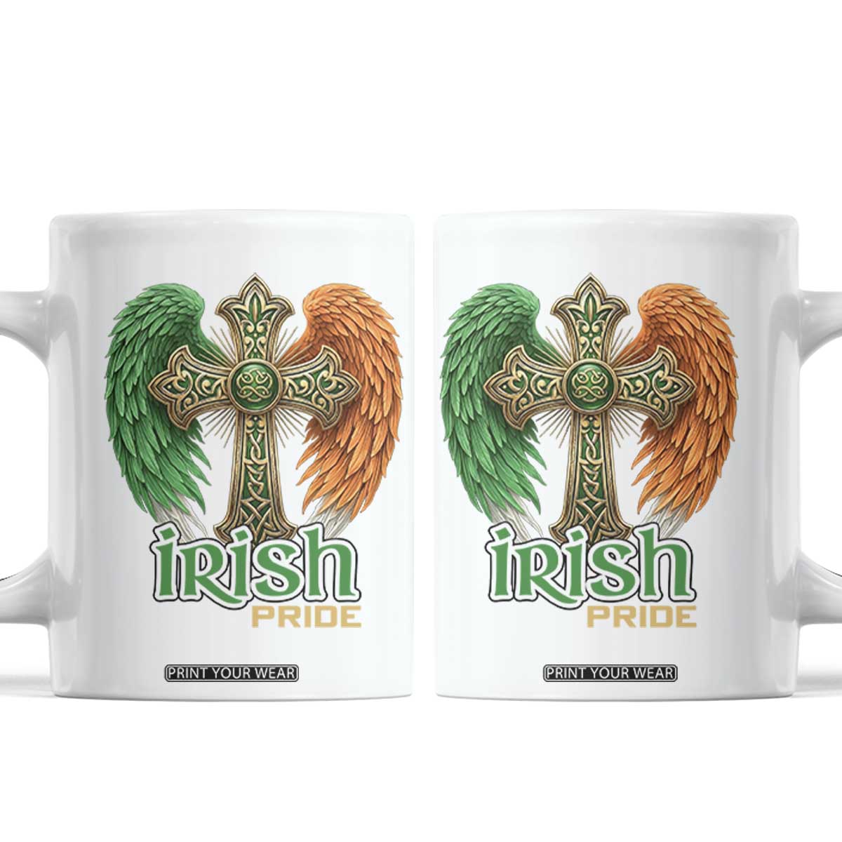 Irish Pride Celtic Cross Coffee Mug Christian Gift TS12 White Print Your Wear