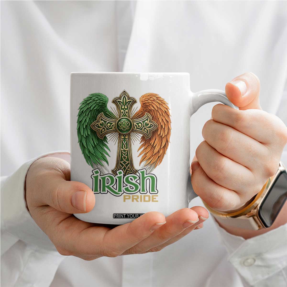 Irish Pride Celtic Cross Coffee Mug Christian Gift TS12 Print Your Wear