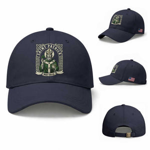 Saint Patrick Pray For Us Baseball Cap St Patricks Day Religious Gift TS12 Baseball Cap Universal Fit Navy Print Your Wear