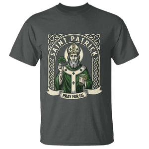 Saint Patrick Pray For Us T Shirt St Patricks Day Religious Gift TS12 Dark Heather Print Your Wear