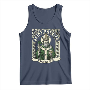 Saint Patrick Pray For Us Tank Top St Patricks Day Religious Gift TS12 Navy Print Your Wear