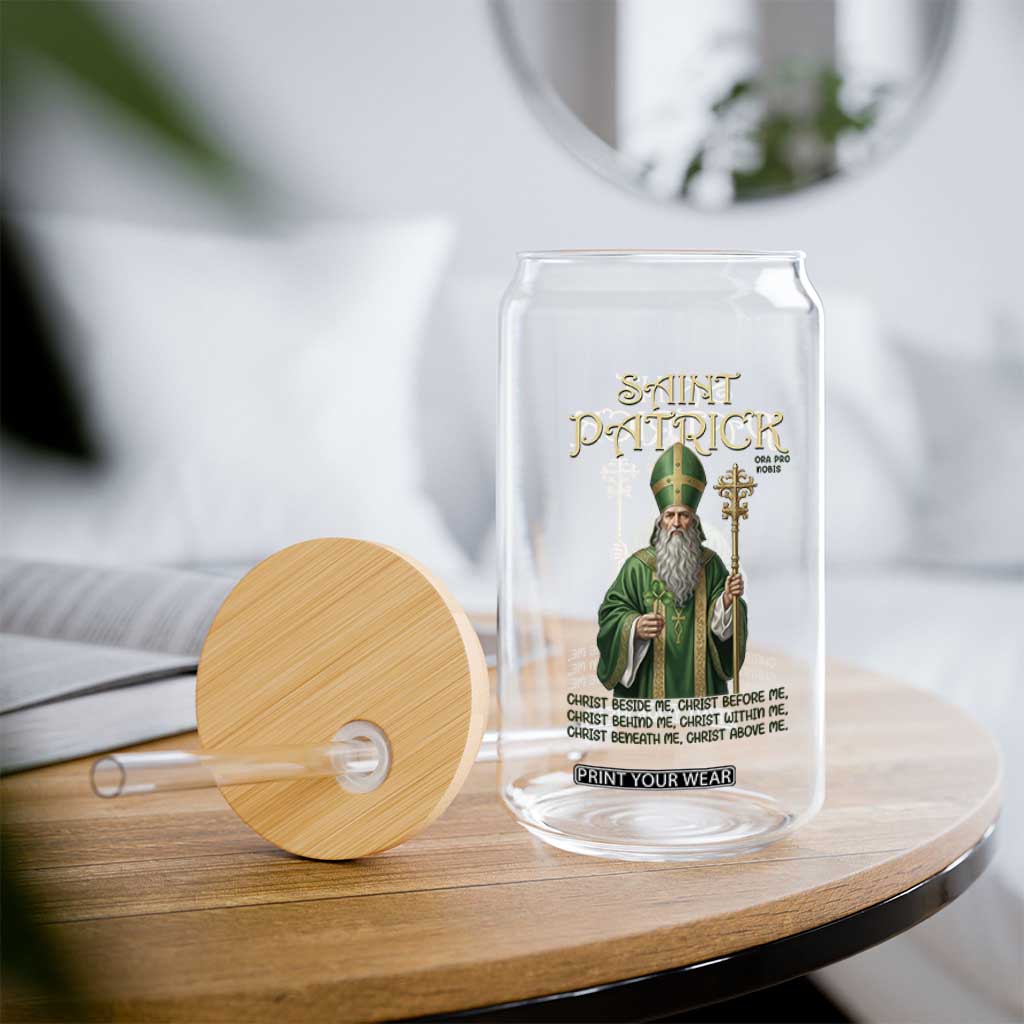 Saint Patrick Ora Pro Nobis Glass Can Irish Christian Prayer TS12 Print Your Wear