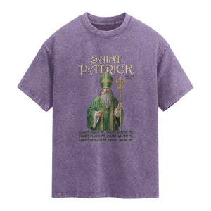 Saint Patrick Ora Pro Nobis Washed Cotton T-Shirt Irish Christian Prayer
