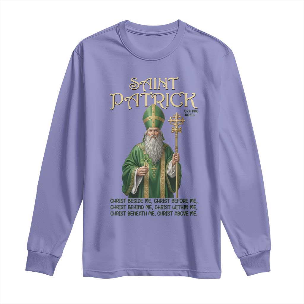 Saint Patrick Ora Pro Nobis Long Sleeve Shirt Irish Christian Prayer TS12 Violet Print Your Wear