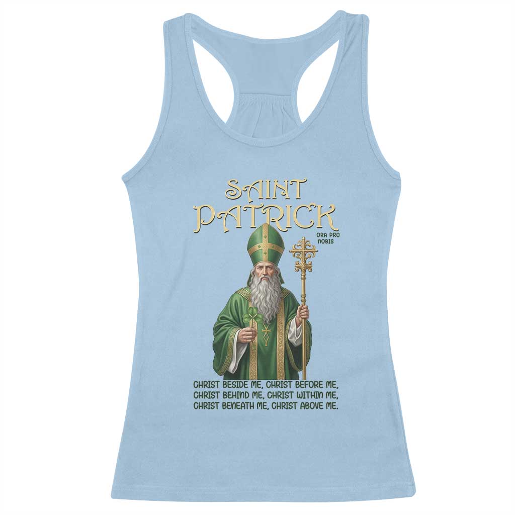 Saint Patrick Ora Pro Nobis Racerback Tank Top Irish Christian Prayer TS12 Light Blue Print Your Wear