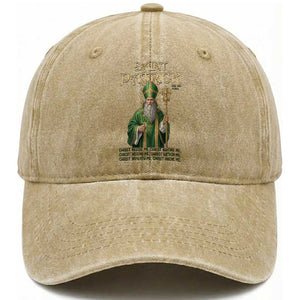 Saint Patrick Ora Pro Nobis Washed Cotton Baseball Cap Irish Christian Prayer TS12 Washed Cap Universal Fit Khaki Print Your Wear