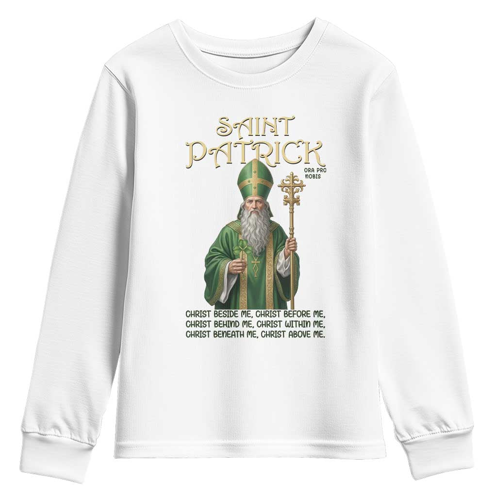 Saint Patrick Ora Pro Nobis Youth Sweatshirt Irish Christian Prayer TS12 White Print Your Wear