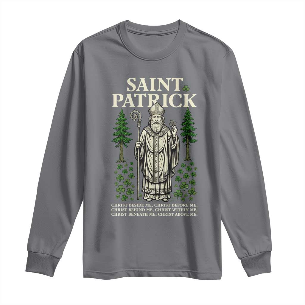 Saint Patrick Breastplate Prayer Long Sleeve Shirt Irish Christian Gift TS12 Charcoal Print Your Wear