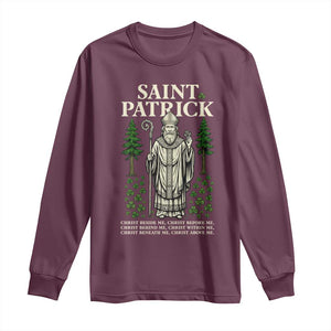 Saint Patrick Breastplate Prayer Long Sleeve Shirt Irish Christian Gift TS12 Maroon Print Your Wear