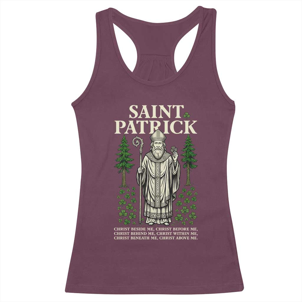 Saint Patrick Breastplate Prayer Racerback Tank Top Irish Christian Gift TS12 Maroon Print Your Wear