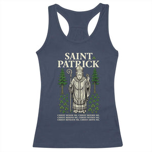 Saint Patrick Breastplate Prayer Racerback Tank Top Irish Christian Gift TS12 Navy Print Your Wear