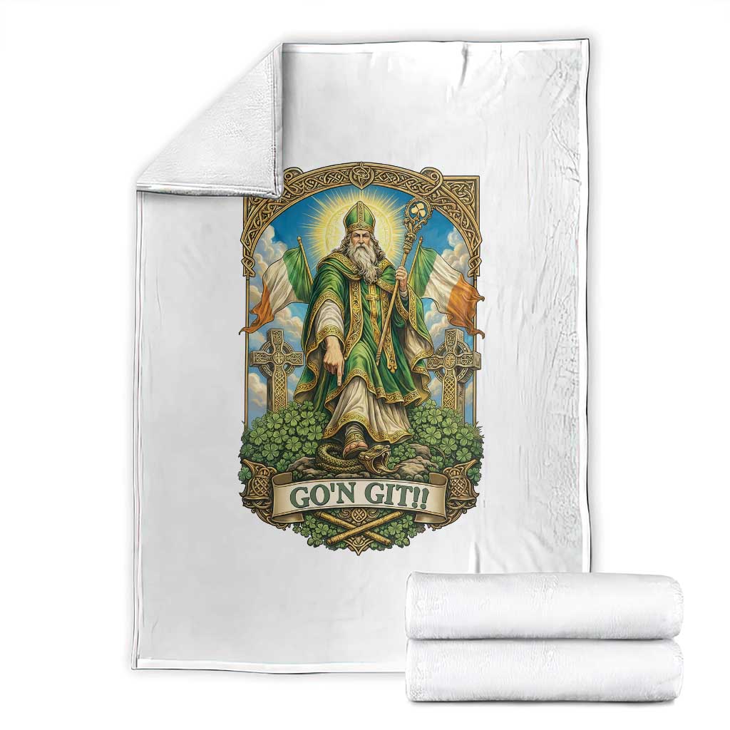 Funny Saint Patrick Go'n Git Snake Throw Blanket St Patricks Day TS12 Black Print Your Wear