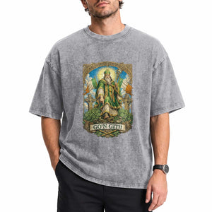 Funny Saint Patrick Go'n Git Snake Washed Cotton T-Shirt St Patricks Day