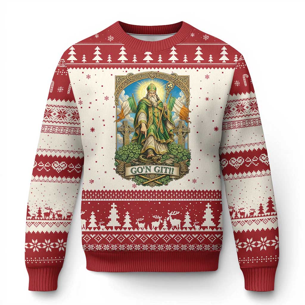 Funny Saint Patrick Go'n Git Snake Ugly Christmas Sweater St Patricks Day TS12 Beige Red Print Your Wear