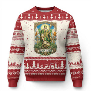 Funny Saint Patrick Go'n Git Snake Ugly Christmas Sweater St Patricks Day TS12 Beige Red Print Your Wear