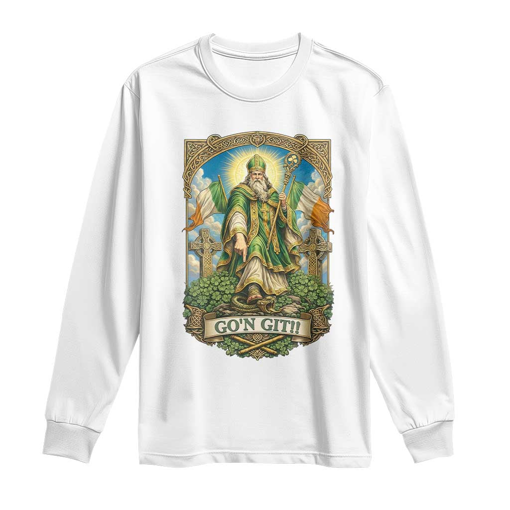 Funny Saint Patrick Go'n Git Snake Long Sleeve Shirt St Patricks Day TS12 White Print Your Wear
