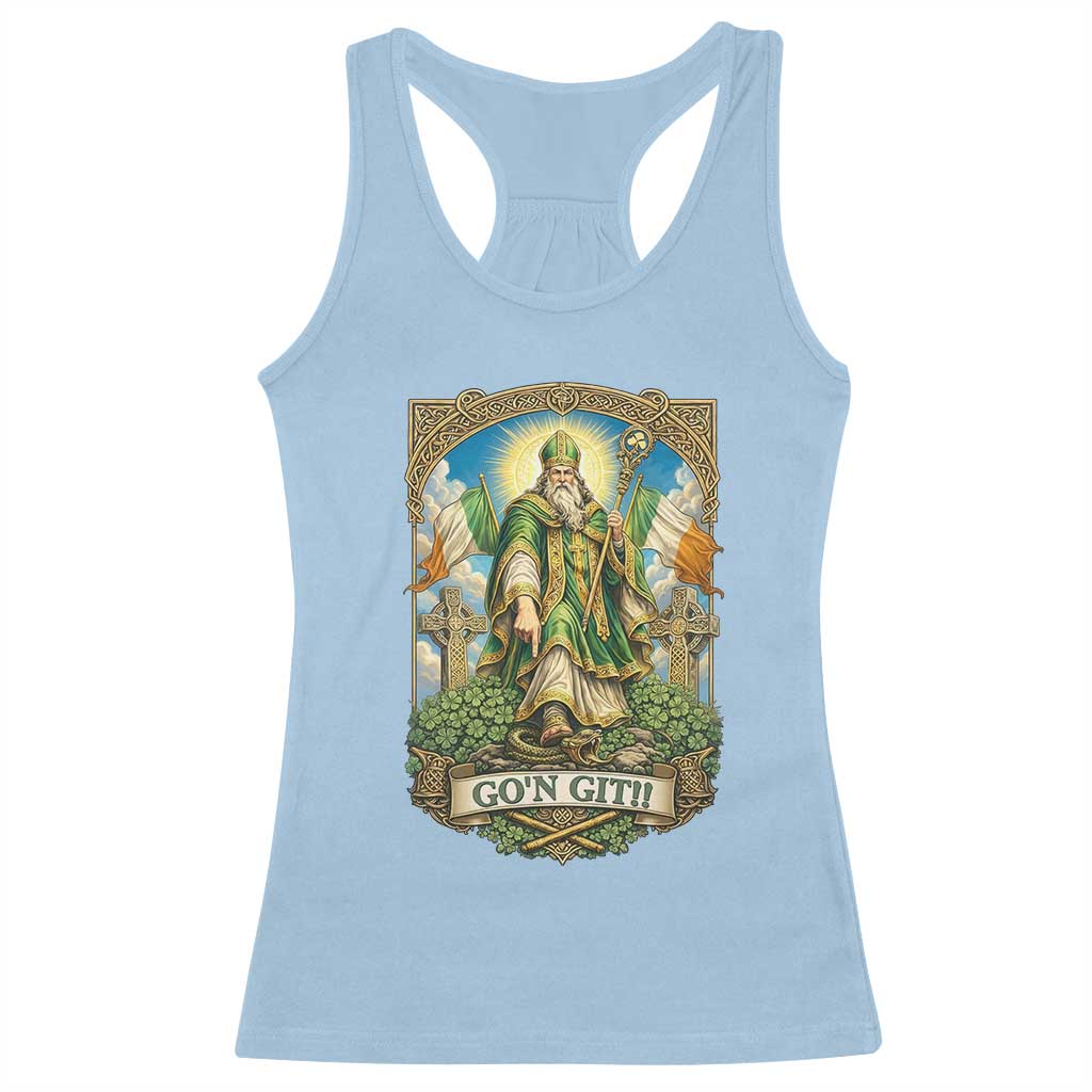 Funny Saint Patrick Go'n Git Snake Racerback Tank Top St Patricks Day TS12 Light Blue Print Your Wear