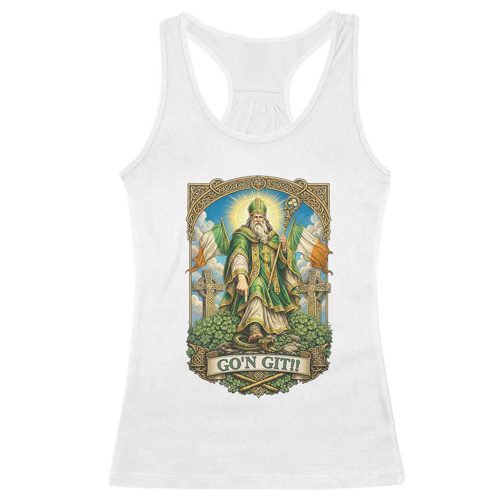 Funny Saint Patrick Go'n Git Snake Racerback Tank Top St Patricks Day TS12 White Print Your Wear