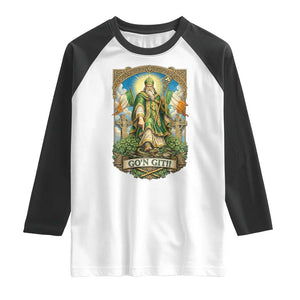 Funny Saint Patrick Go'n Git Snake Raglan Shirt St Patricks Day TS12 White Black Print Your Wear