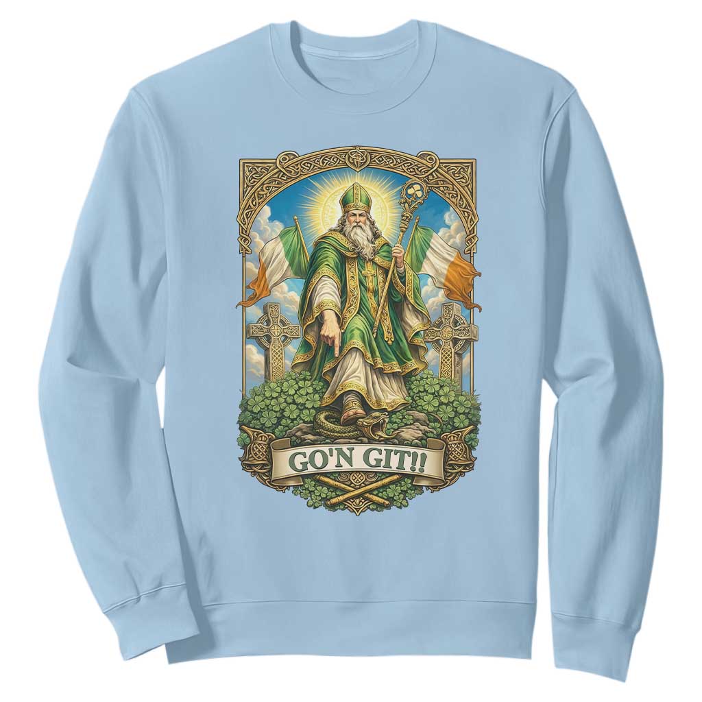 Funny Saint Patrick Go'n Git Snake Sweatshirt St Patricks Day TS12 Light Blue Print Your Wear