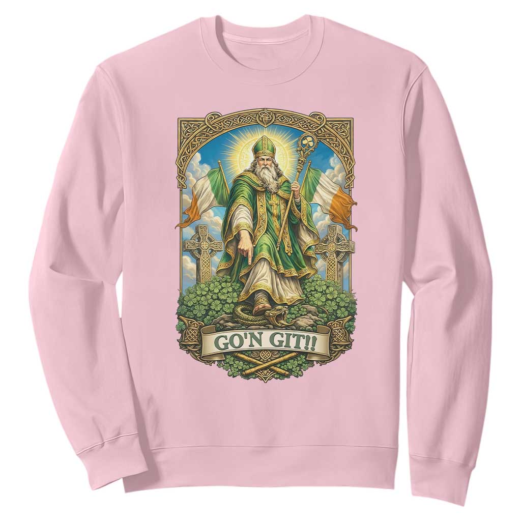 Funny Saint Patrick Go'n Git Snake Sweatshirt St Patricks Day TS12 Light Pink Print Your Wear