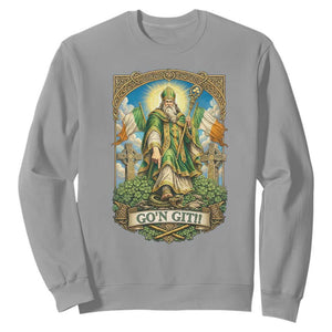 Funny Saint Patrick Go'n Git Snake Sweatshirt St Patricks Day TS12 Sport Gray Print Your Wear