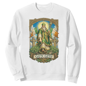 Funny Saint Patrick Go'n Git Snake Sweatshirt St Patricks Day TS12 White Print Your Wear