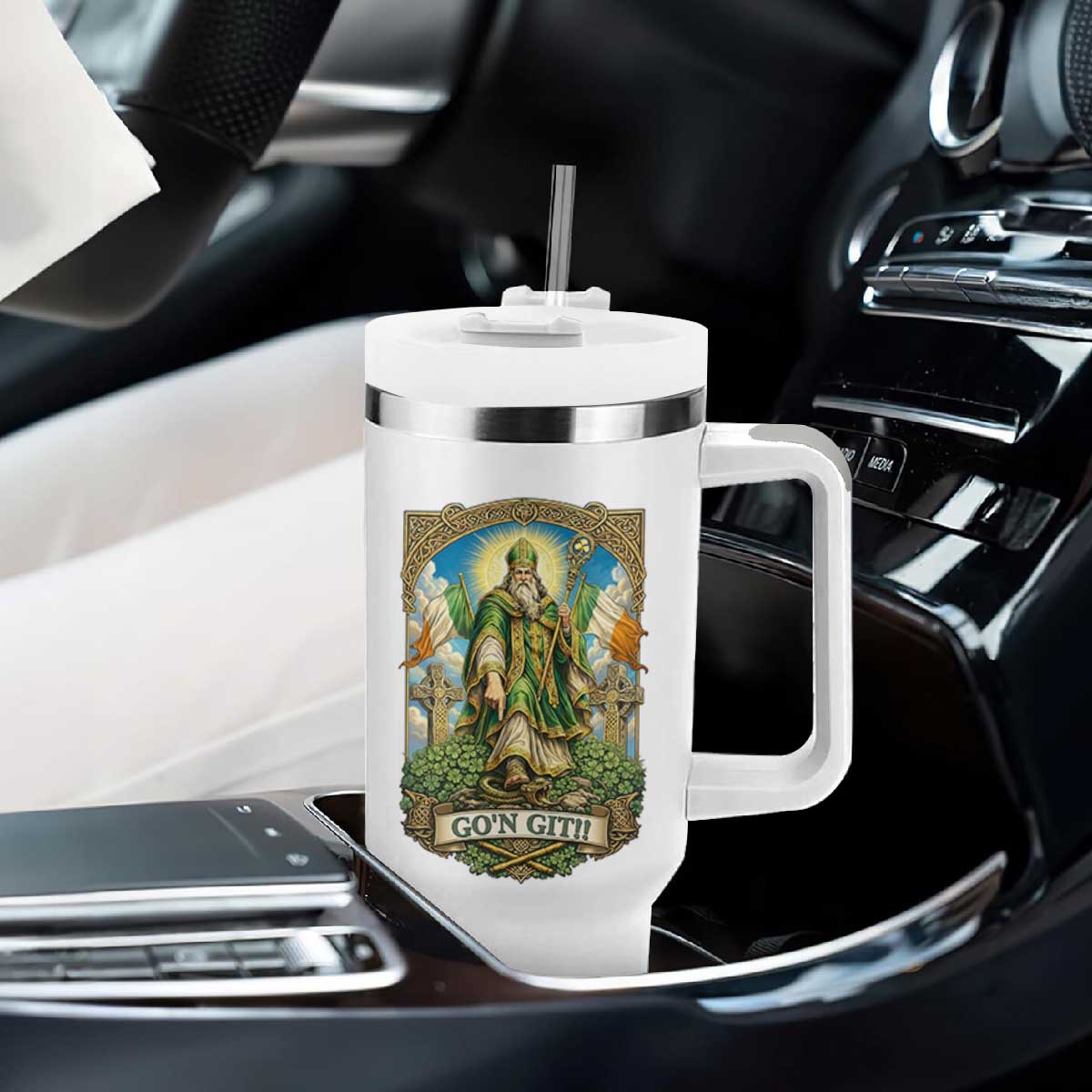 Funny Saint Patrick Go'n Git Snake Tumbler With Handle St Patricks Day TS12 Print Your Wear