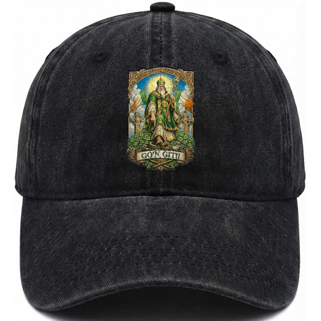 Funny Saint Patrick Go'n Git Snake Washed Cotton Baseball Cap St Patricks Day TS12 Washed Cap Universal Fit Black Print Your Wear