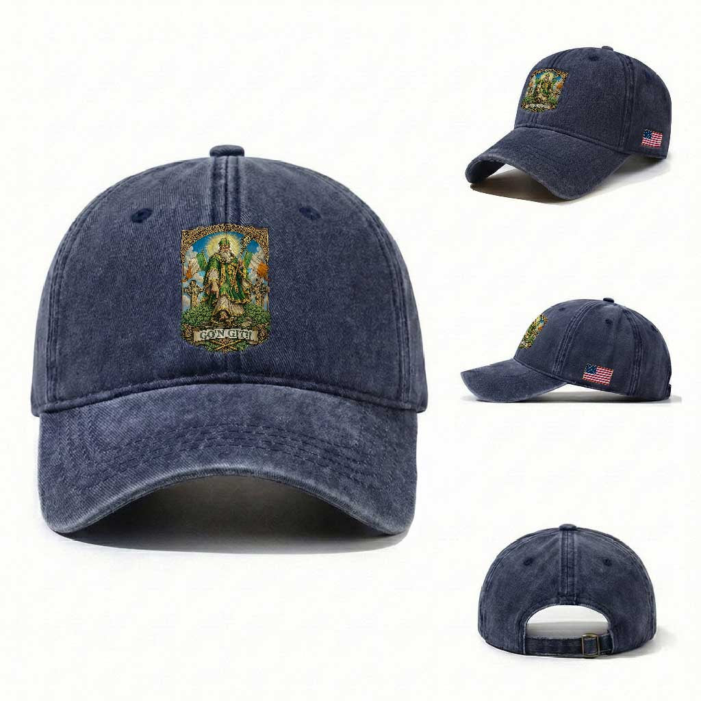 Funny Saint Patrick Go'n Git Snake Washed Cotton Baseball Cap St Patricks Day TS12 Washed Cap Universal Fit Navy Print Your Wear