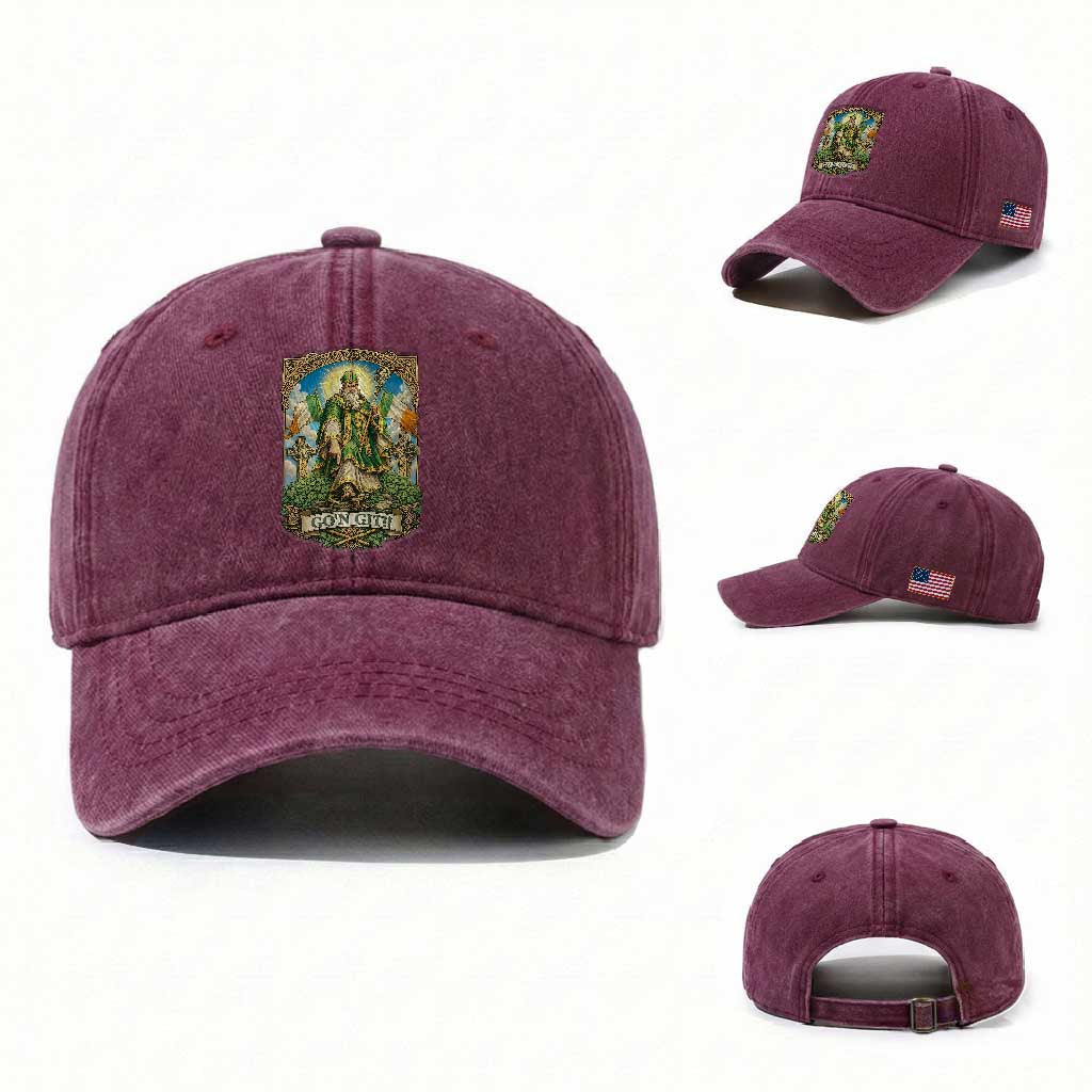 Funny Saint Patrick Go'n Git Snake Washed Cotton Baseball Cap St Patricks Day TS12 Washed Cap Universal Fit Burgundy Print Your Wear
