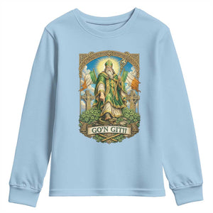 Funny Saint Patrick Go'n Git Snake Youth Sweatshirt St Patricks Day TS12 Light Blue Print Your Wear