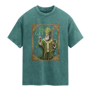 Saint Patrick Go'n Git Washed Cotton T-Shirt Funny St Patricks Day Snake Legend
